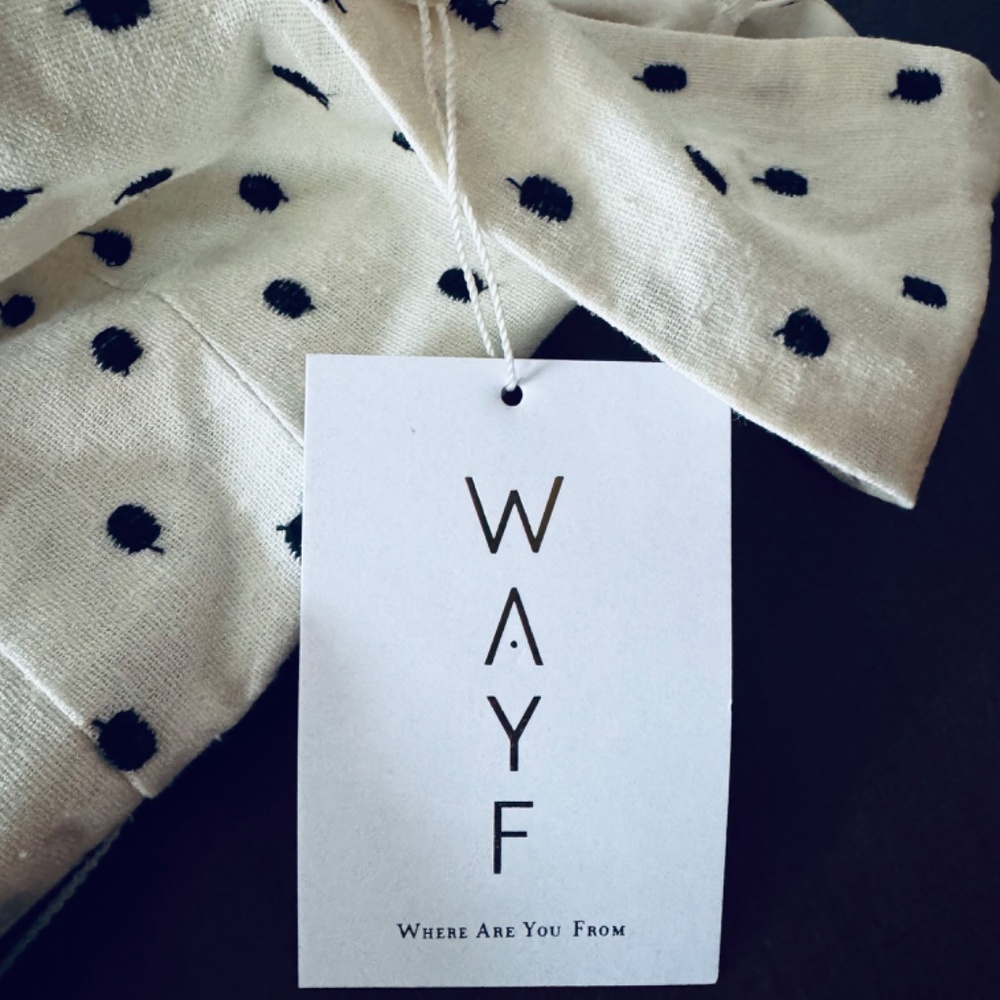 NWT WAYF Polka Dot, Cutout, Off-the-Shoulder, Linen Blend, Minidress Size SMALL - Picture 3 of 8